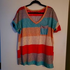 Multicolored capped short sleeve shirt